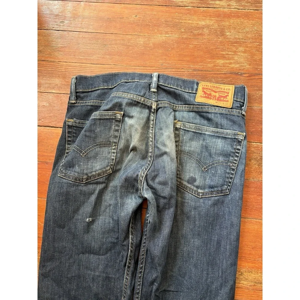 Levi Strauss 513 Men's Jeans 30x32 Medium Blue Wash Slim Straight Distressed
